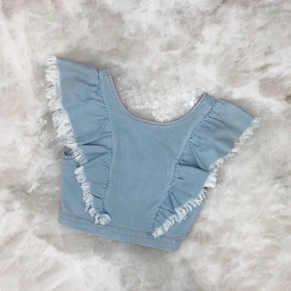 Cute Light Jean Crop Top